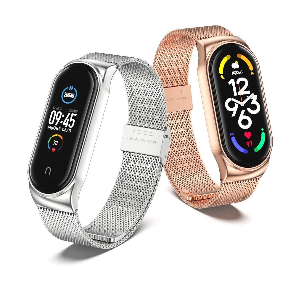 For Mi Band 10 9 8 7 6 5 Strap Silicone Wristband for Mi Band 9 Leather Strap For Mi band 8 Bracelet MiBand Metal Wristbands