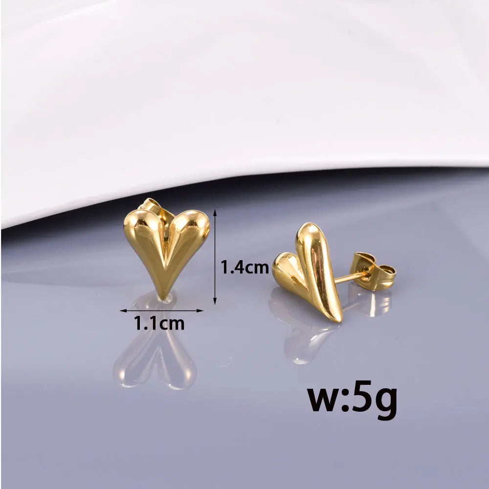 E79 Trendy Stainless Steel Detachable Heart Hoop Earrings Charm Gold Color Fashion Party Birthday Daily Jewelry for Women Girls