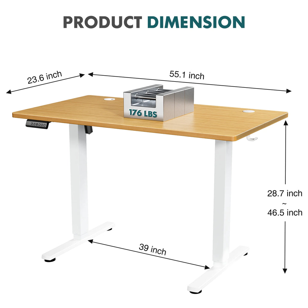 JHK  Ergonomic Electric Standing Desk Height Adjustable Computer Desk Large Work PC Table Home Office Writing Gaming Desks