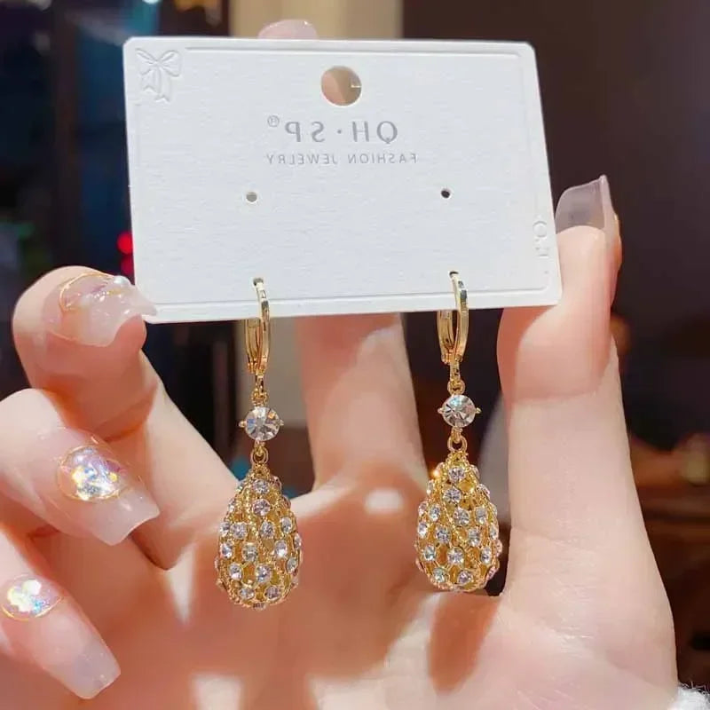 Fashion Gold Colour Round Earrings for Women Trendy Geometric Wedding Engagement Romantic Earrings Party Female Classic Jewelry