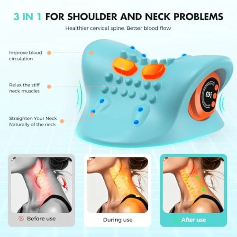 Electric Neck Cervical Traction Massager Vibration Kneading Massage Pillow Ergonomic Head Pillow Home Relax Tool