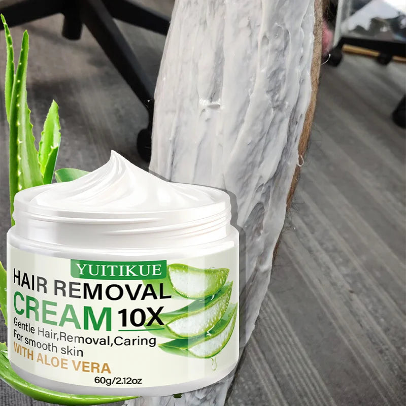 YUITIKUE Aloe Vera Hair Removal Cream, 60g Gentle 10X Hair Removal Cream for Smooth Skin Care