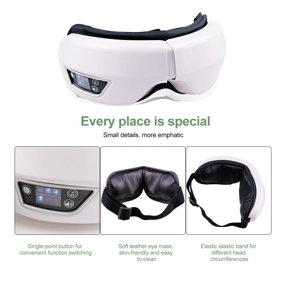 Electric 6D Smart Eye Massager Airbag Compress Vibration Eye Massage Care Instrument Eye Relax Fatigue Bluetooth Music SleepMask