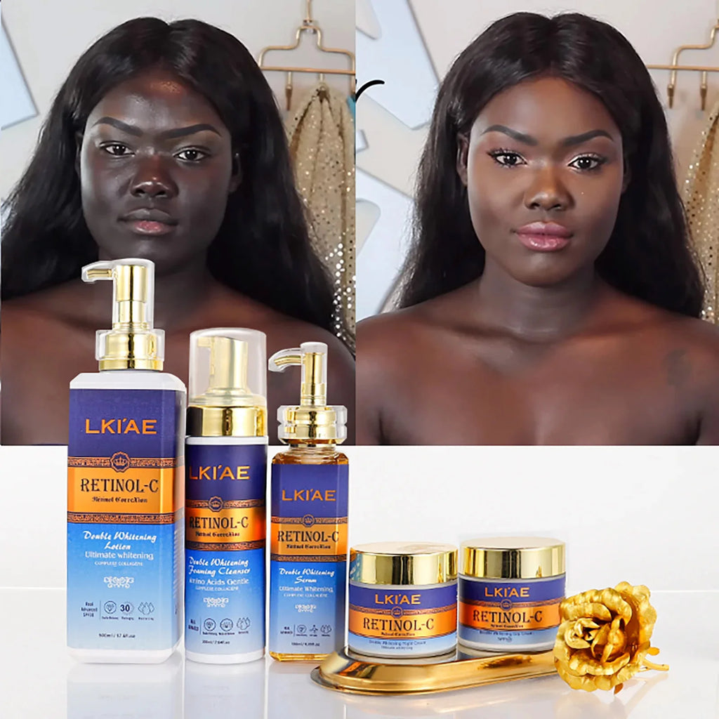 LKIAE Retinol Double Whitening Kit, Remove Wrinkles, Black Spots, Melanin, Moisturizing, Hydrate, Suitable for All Skin Types
