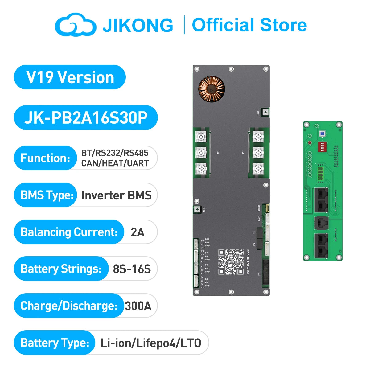 JIKONG JKBMS   LiFePo4 Li-Ion LTO Battery 24V 48V 8S/16S  150A Household Energy BMS Home Inverter Active balancer 2A