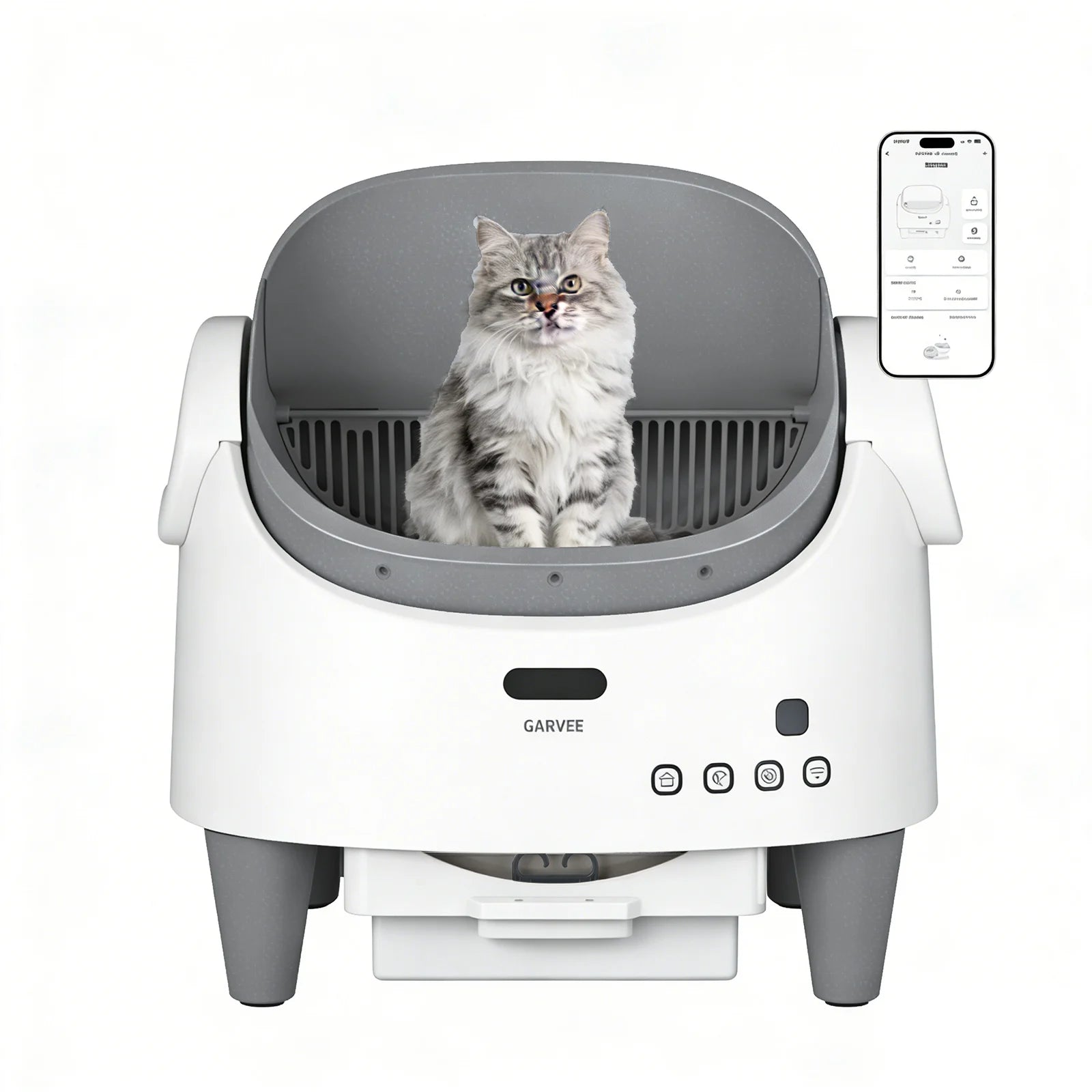 Self Cleaning Smart Litter Box APP Controlled Automatic Odor-Free Cat Toilet with Large Waste Bin for Single Multi Cats