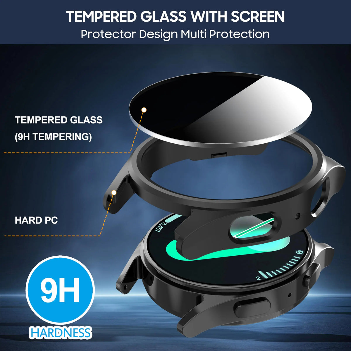 Tempered Glass+Cover for Samsung Galaxy watch 6/7 Case 44mm 40mm PC Anti-Spy Shockproof Overall Protective Cover Galaxy watch 6