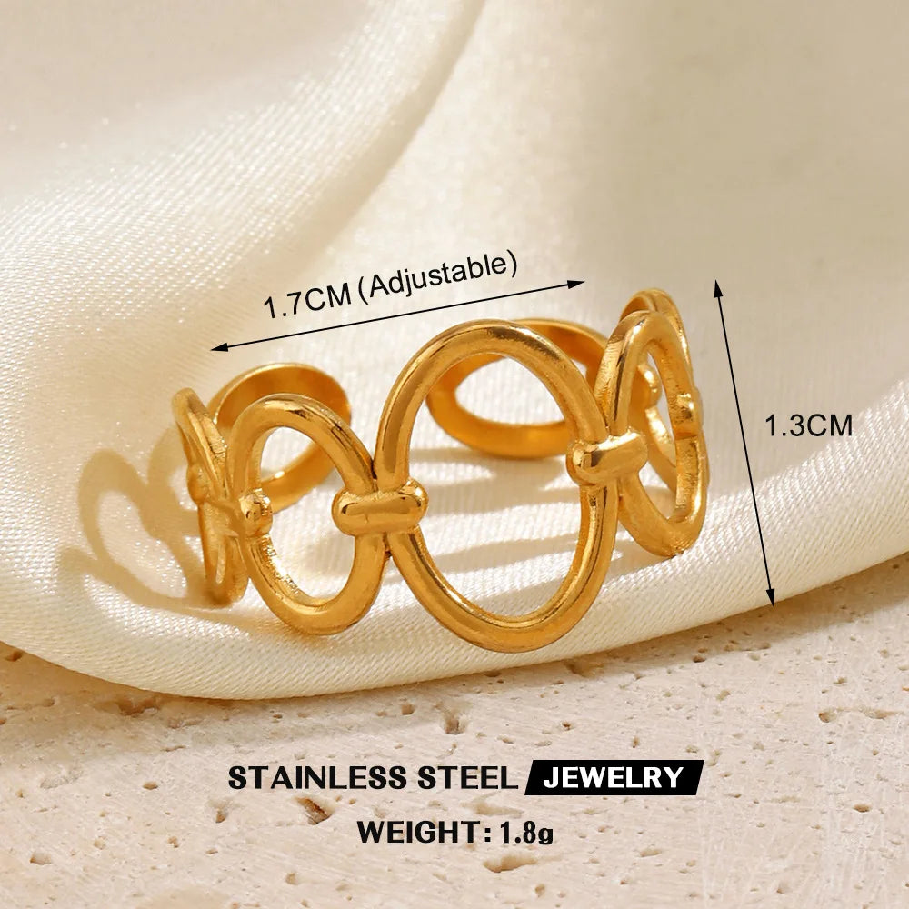 Gold Color Stainless Steel Heart Ring Women Metal Finger Hollow Ring Waterproof Jewelry Girlfriend Gift Bijoux Femme Anillos