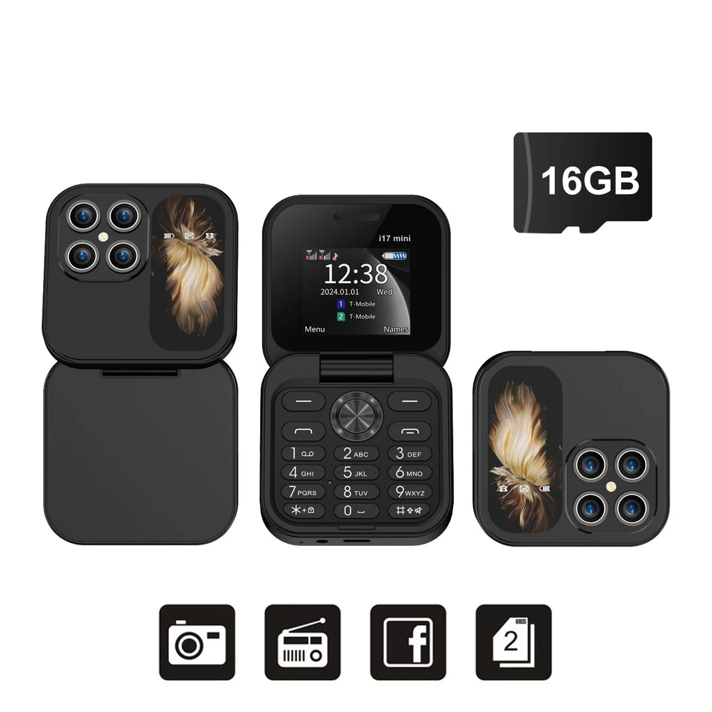 2025 Hot Sale SERVO I17Mini 2G Small Flip Mobile Phone 2 SIM Speed Dial Magic Vioce MP3 Flashlight Mini Fold Cellphone FM Radio