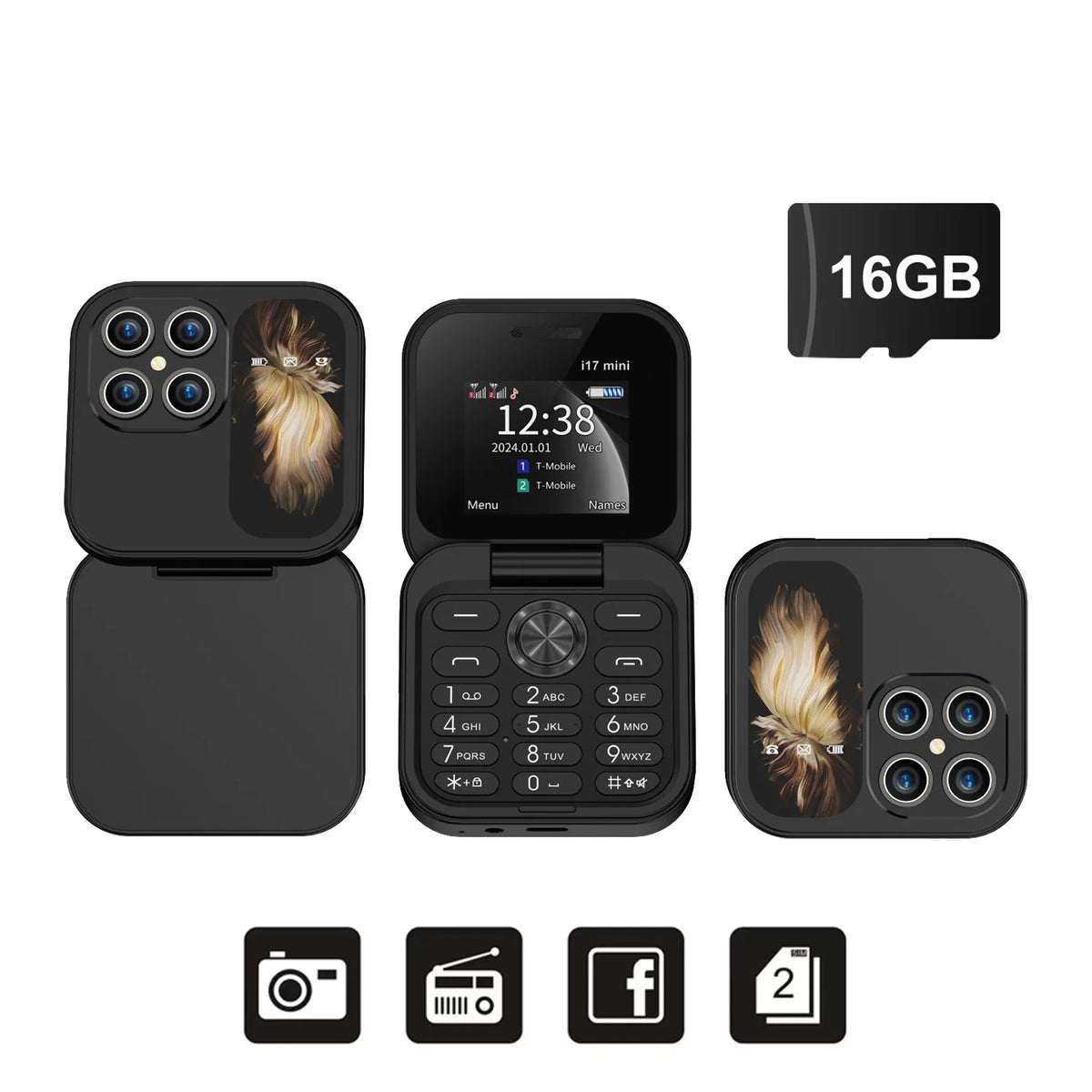 2025 Hot Sale SERVO I17Mini 2G Small Flip Mobile Phone 2 SIM Speed Dial Magic Vioce MP3 Flashlight Mini Fold Cellphone FM Radio