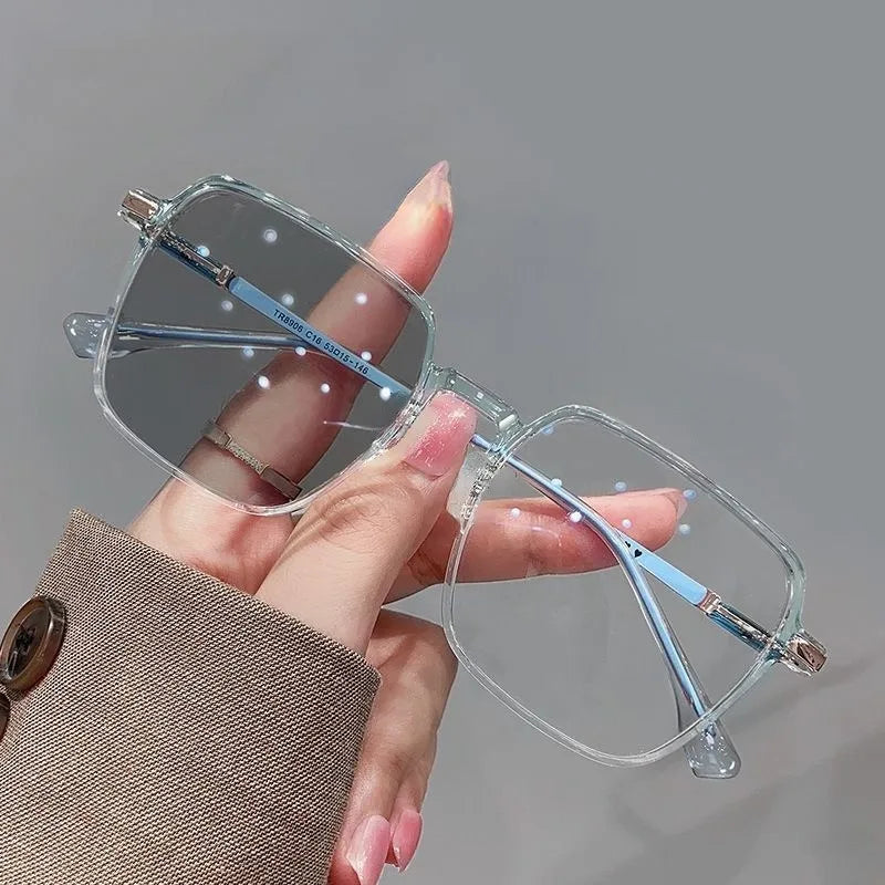 Photochromic Anti Radiation large frame Glasses Shades For Woman/Man Transition Eyeglasses Replaceable Lens