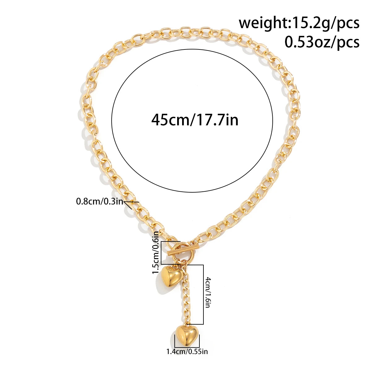 IngeSight.Z Retro Metal Heart Pendant Long Cross Chain Necklace for Women Punk Gold Color OT Buckle Choker Necklace