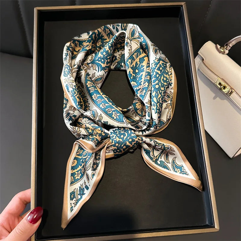 NEW Fashion Print Long Silk Scarf Graphic Ribbon For Women Soft Cozy Silk Scarf Versatile Neckerchief Length Luxury Headband