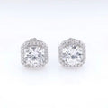 Real Moissanite Square Stud Earrings 0.5ct 1ct D Color VVS1 Pure 925 Sterling Silver for Women Wedding Fine Jewelry