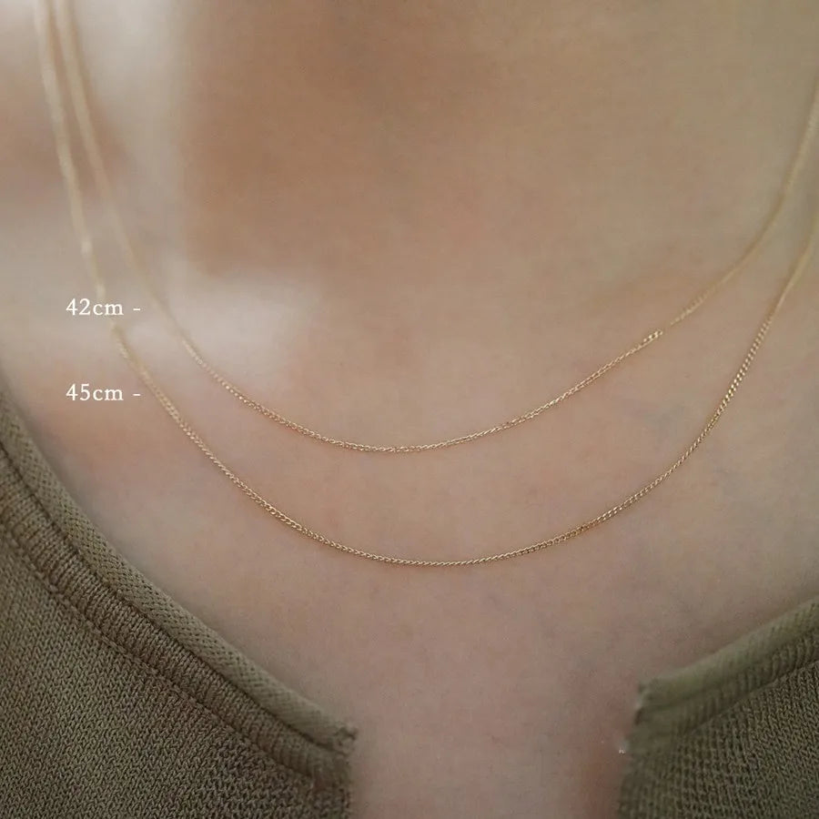925 Sterling Silver Plating 14K Gold Simple Chain Necklace for Women Fashionable Temperament Versatile Jewelry