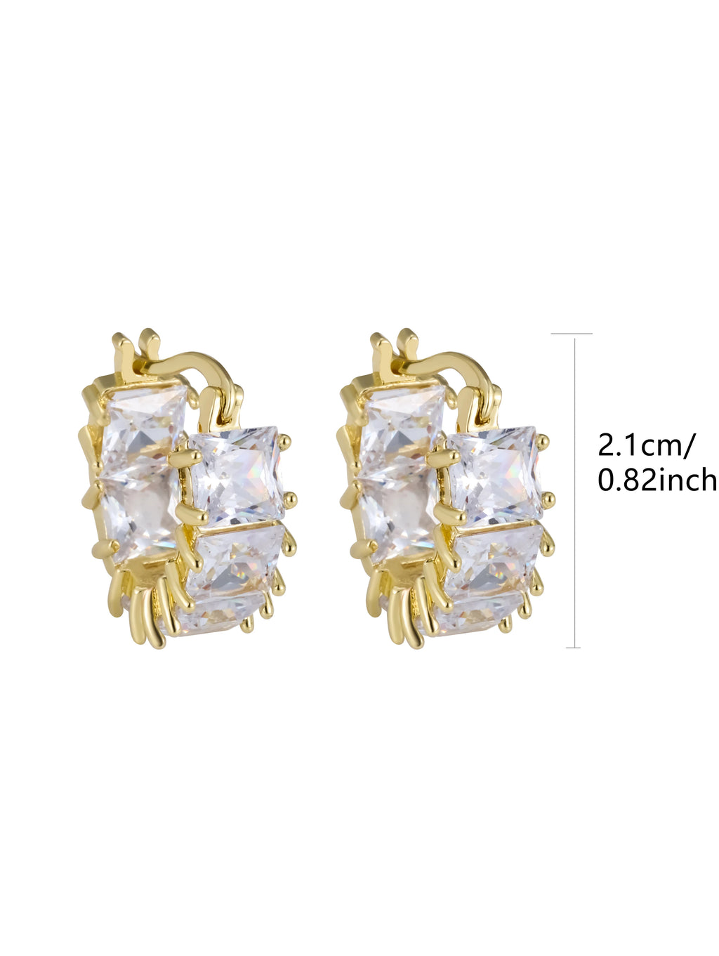ZAKOL Vintage Black Square Crystal Hoop Earrings for Women Shiny Exquisite Zircon Round Earrings Wedding Party Jewelry