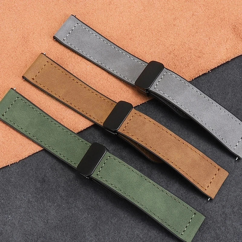 22mm 20mm Leather Silicone Strap For Samsung Galaxy Watch 7 6 5 4 40mm/44mm Magnetic Band For Galaxy Watch 6 Classic 43mm 47mm