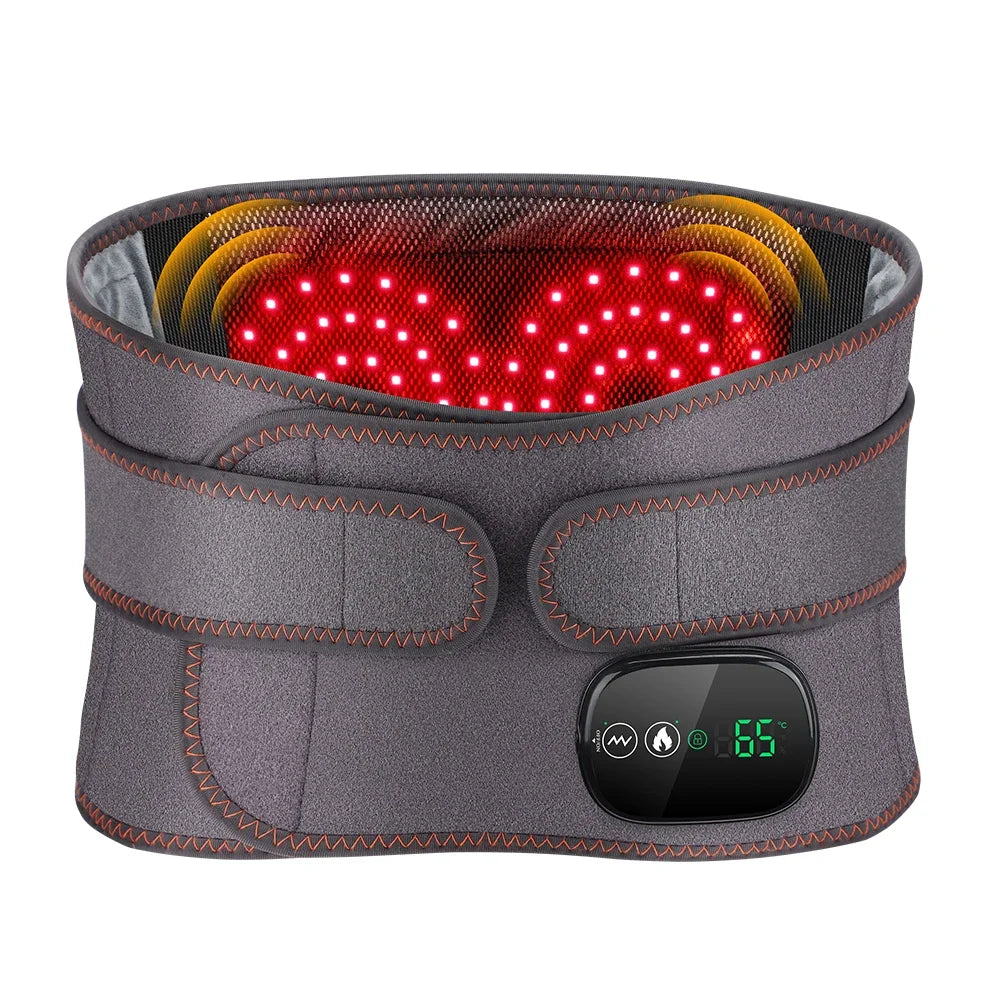 Electric Waist Massager Belt with Controller 5000mAh Vibration Red Light Warm Compress Heating Lumbar Support Belt for Women Men
