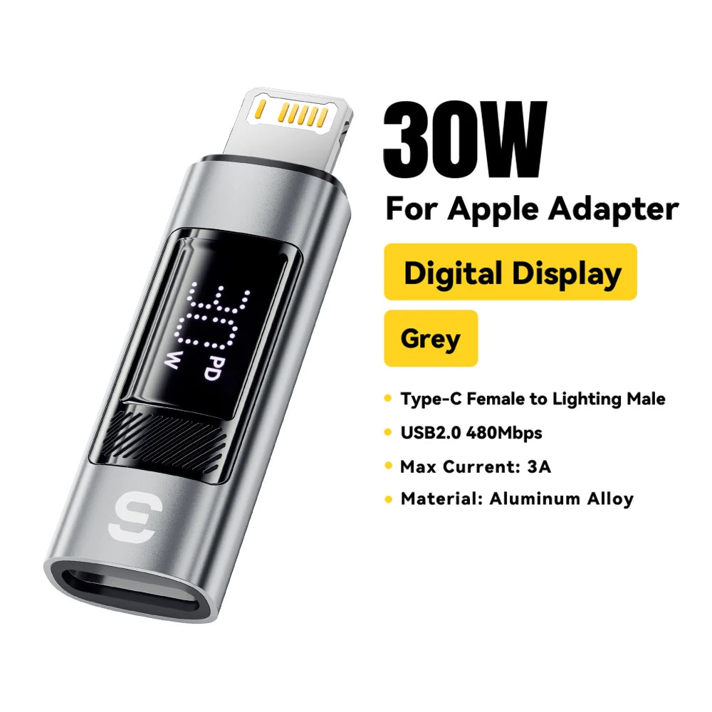 Essager Type C to Lighting OTG Adapter Digital Display PD 60W Fast Charging Lightning To Type C Connector For iPhone 15 14 13 12