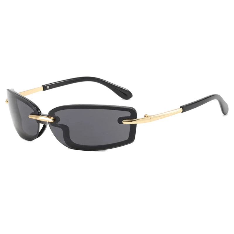 Rimless Y2K Style Sunglasses Rectangle Fashion Popular Women Men Shades Square Sun Glasses for Female Male Glasses Metal Frame