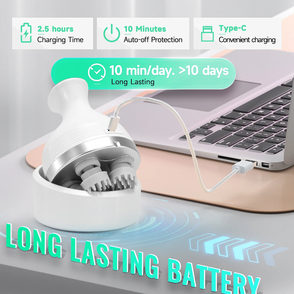 Electric Head Scalp Massager With 4 Heads Portable Handheld Massage Device For Full Body Women Men Massager Stress Relaxing