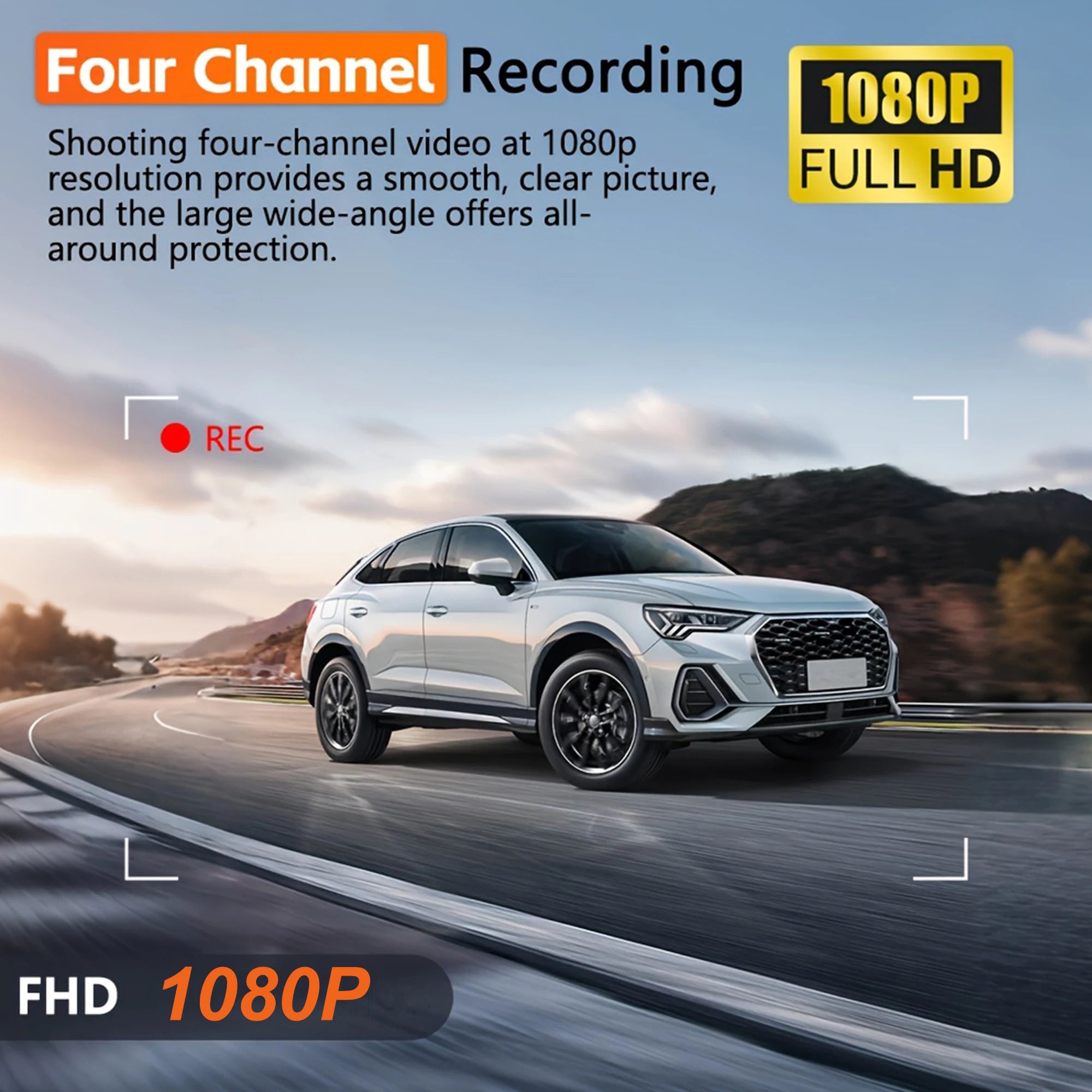 3/4Lens 1080P 360° Recording Front Left right Rear Car Camera Black Box Dash Cam Video Recorder DVR Night Vision 24H Parking