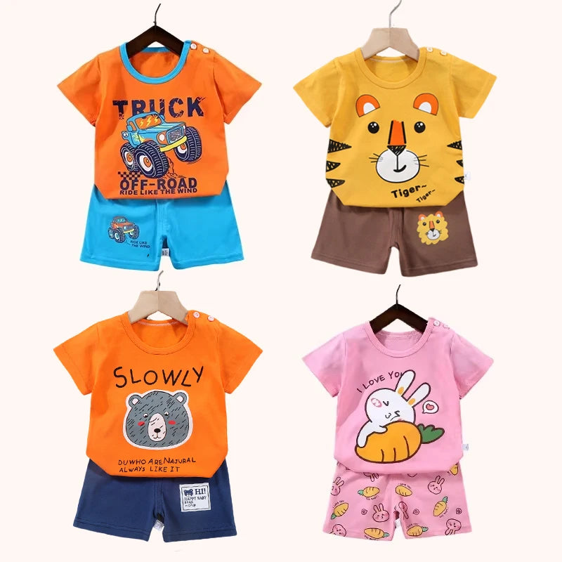 2PCS Mother Kids Clothes Children's Sets Boys Girl T-shirt Shorts Summer Cotton Short Sleeve Baby Children Clothing Toddler Suit