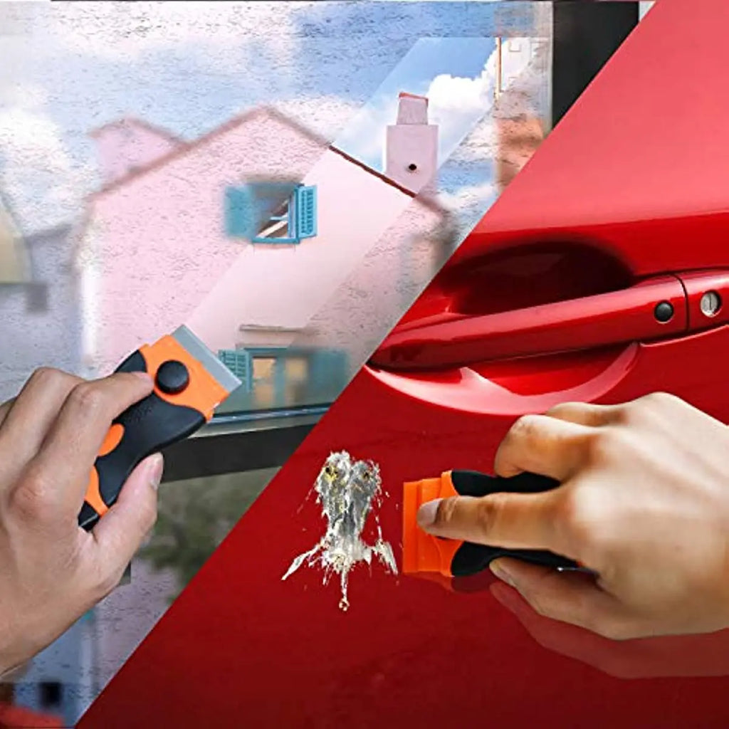 21pcs Razor Blade Scraper Double Edge Razor Scraper Remover Tool with Razor Blades for Labels Stickers Decals Removal Tint Vinyl