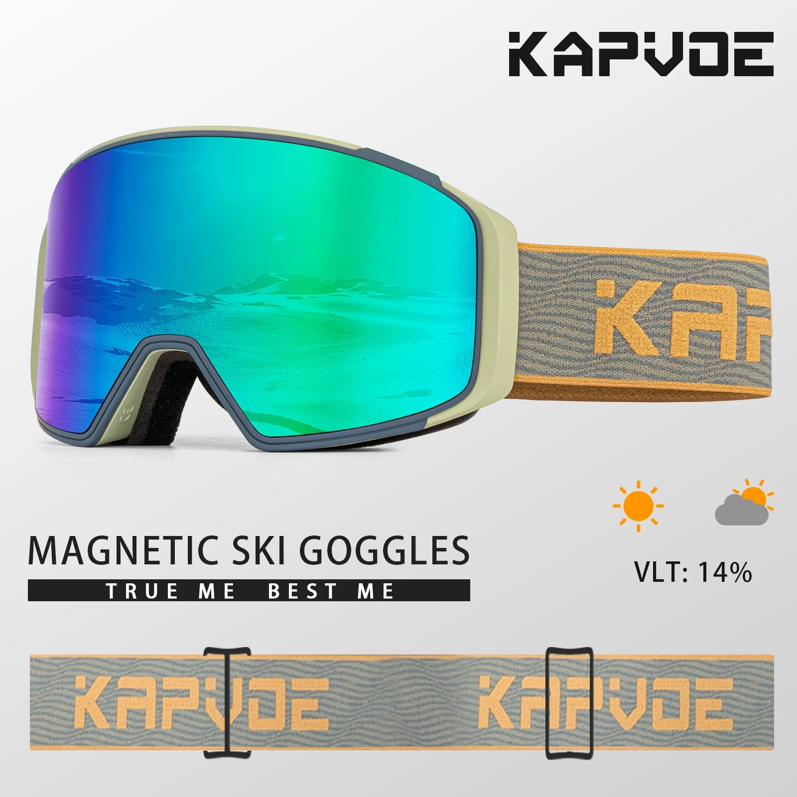 KAPVOE Ski Goggles Double Magnet adsorpt Layers UV400 Anti-fog Ski Glasses Snow Snowboard Glasses Snowmobile Eyewear