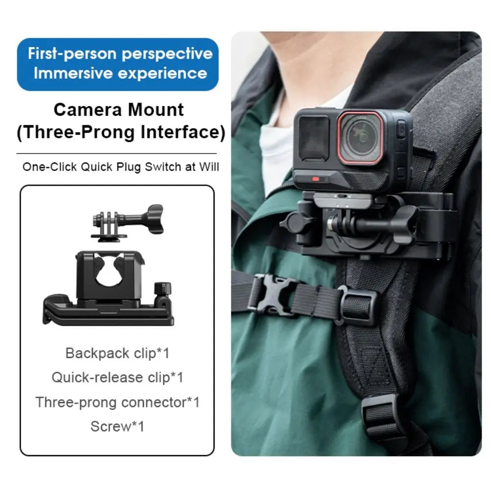 Quick Release Selfie Stick Holster Adjustable Hands-free Backpack Belt Camera Holder 2-IN-1 Stable for Insta360/DJI
