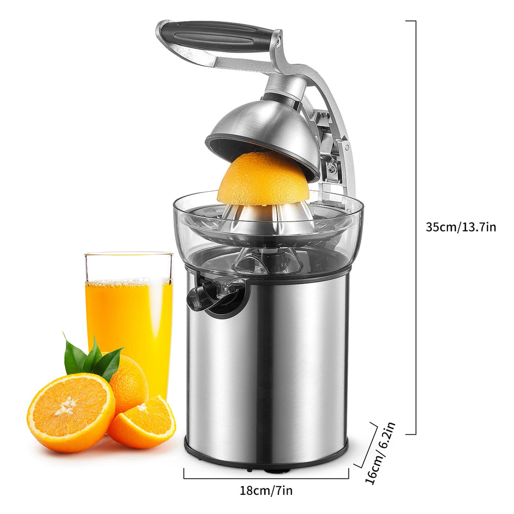 Premium Electric Citrus Juicer | Heavy-Duty Orange Squeezer with Zinc Alloy Die-Cast Shell, 2 Interchangeable Cones for All Oranges & Citrus Fruits, Powerful Juicer for Fresh Juice