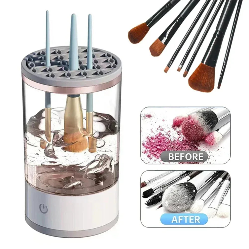 Portable USB Plug Electric Makeup Brush Cleaner Quick Cleaning Machine with Rubber Collar for Cleaning Makeup Brushes