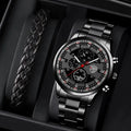 Fashion Men's Watches Business Stainless Steel Quartz Wrist Watch Male Casual Date Luminous Leather Bracelet Clock