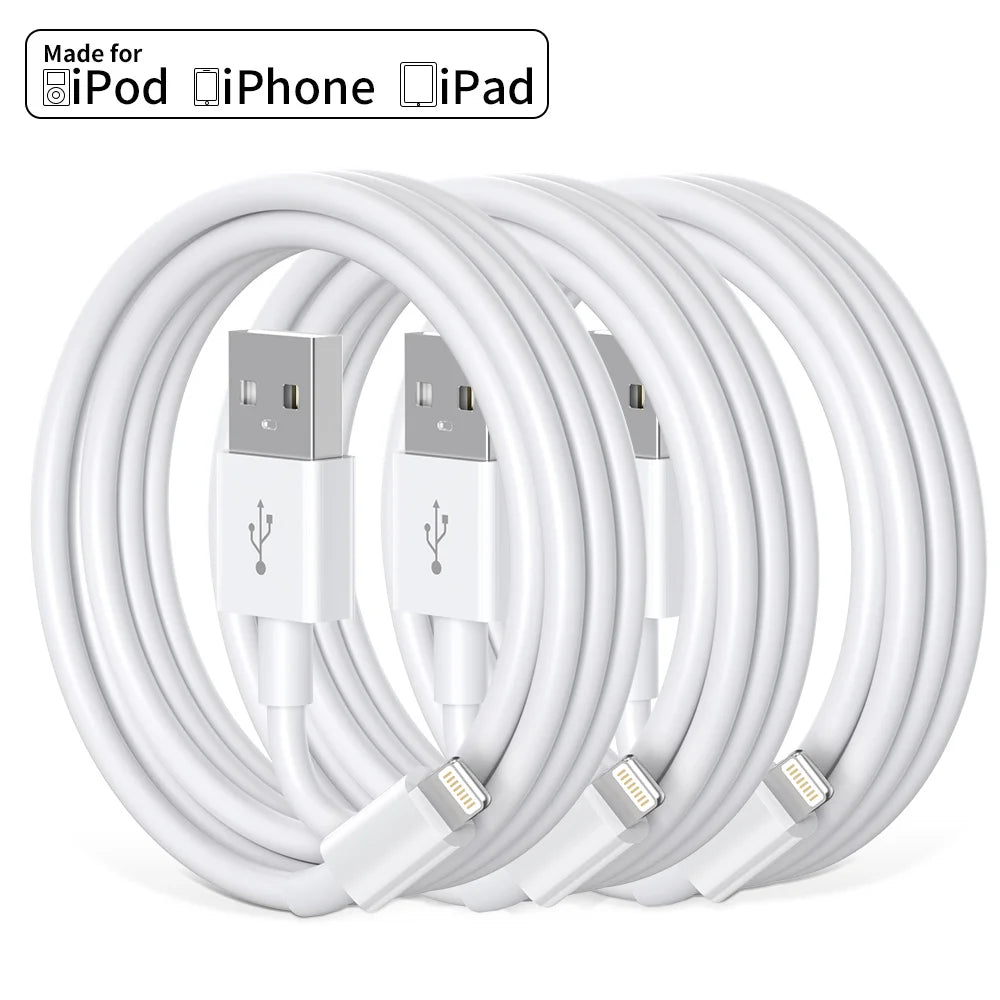 MFi Certification 3PCS USB To Lightning Cable For iPhone 14 13 12 Pro Max X XS XR 8 7 Plus iPad 2.4A Fast Charger Data Wire Cord