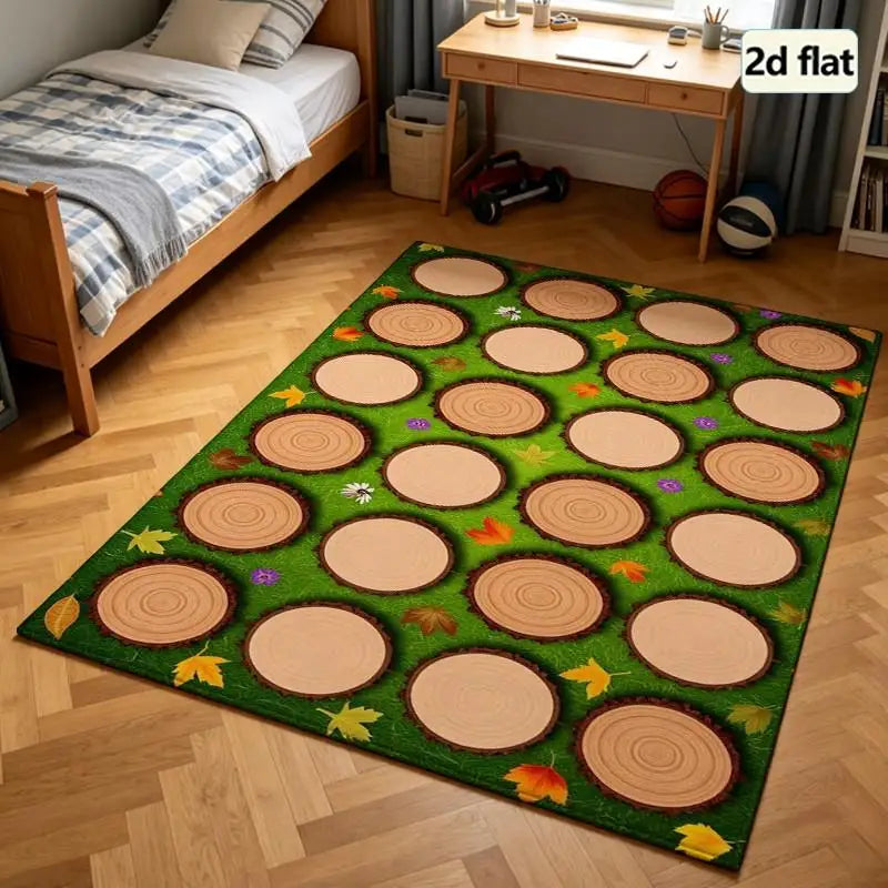 1 Piece Wood Slice Pattern Rug, Soft And Comfortable, All Seasons, Lightweight, Easy To Care, Home Decor For Living Room, Bedroom, Hallway, Room Decoration, Winter, Autumn