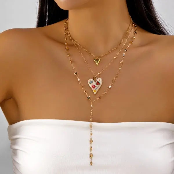 Vintage Gold Color Long Chain Drop Necklaces for Women Simple Metal Geometric Bead Tassel Choker Party Aesthetics Jewelry