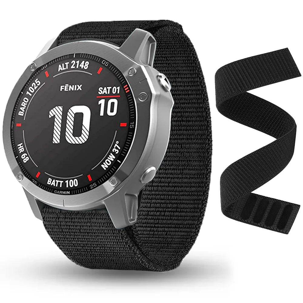 Hook Loop Nylon Strap For Garmin Fenix 7X 7 6X 6 Pro 5 5X Plus 3 HR Epix Gen 2 MK2i 955 945 Band 26mm 22mm Bracelet Wristbands
