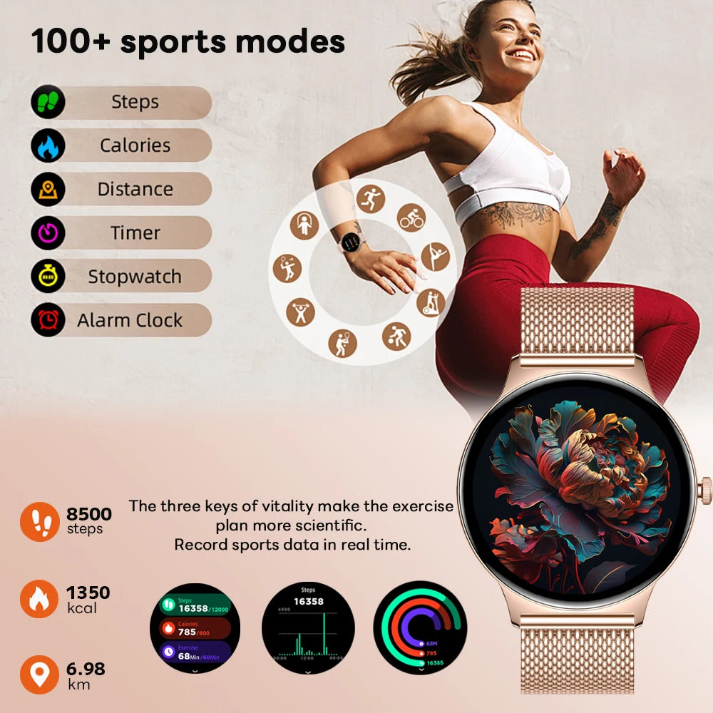 ChiBear Ultra Thin Fashion Smart Watch Women Screen Always Display Time Sports Bracelet Bluetooth Call AMOLED Smartwatch Woman