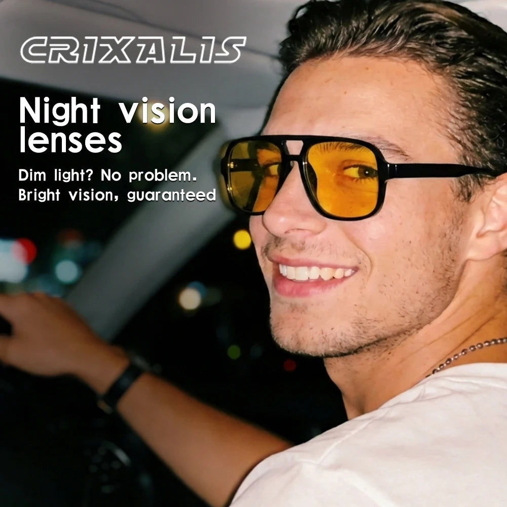 CRIXALIS Night Vision Glasses Men Women Anti Glare Night Driving Glasses Yellow Lens Driving Runnning Anti-reflective UV400