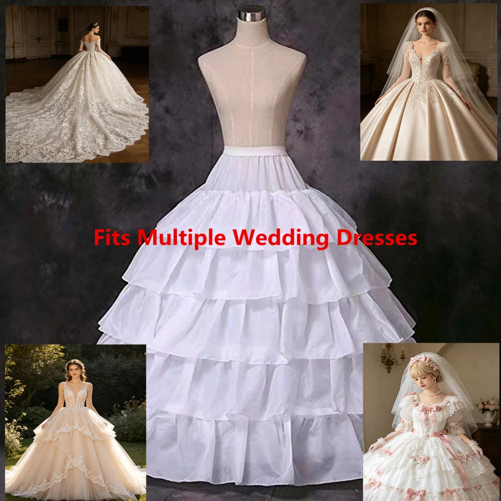 Fluffy 4/6 Hoops Sweet 15 Gown Petticoat Boneless 4 Layers Tulle Crinoline Underskirt for Wedding Dress Bridal Ball Gown Lolita
