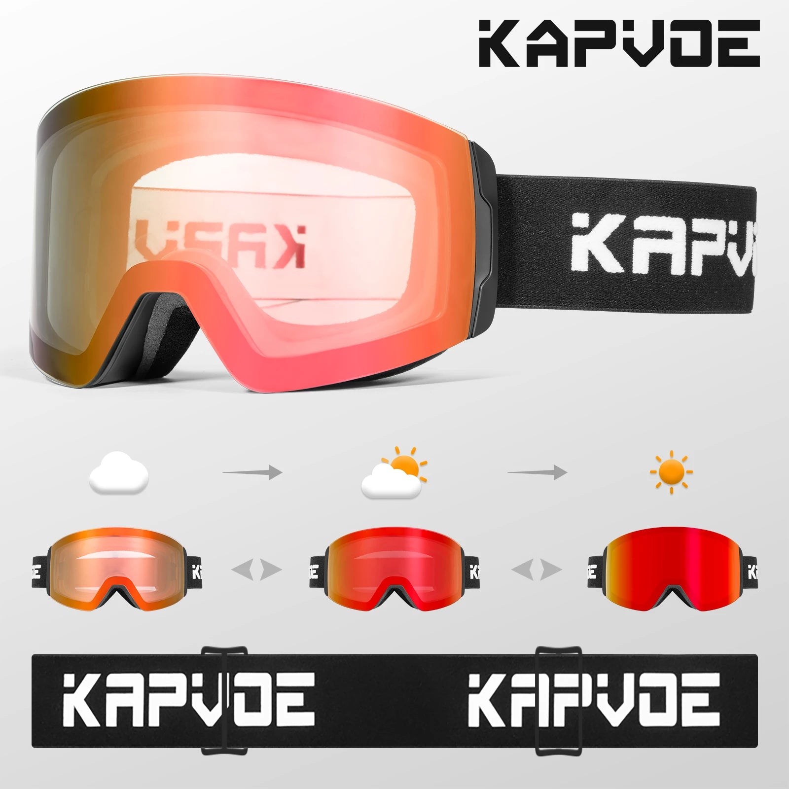 Outdoor Photochromic Ski Goggles Men Snowboard Glasses Women Winter Snow Sunglasses UV400 Magnetic Attraction Lens High Quality