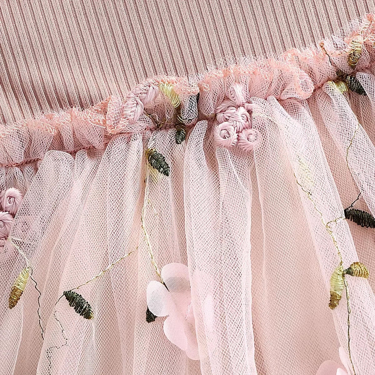 Baby Girl Dresses Spring And Autumn Bow And Flower Pattern Solid Color Fluffy Gauze Baby Dresses Cute Casual Baby Clothes Girl