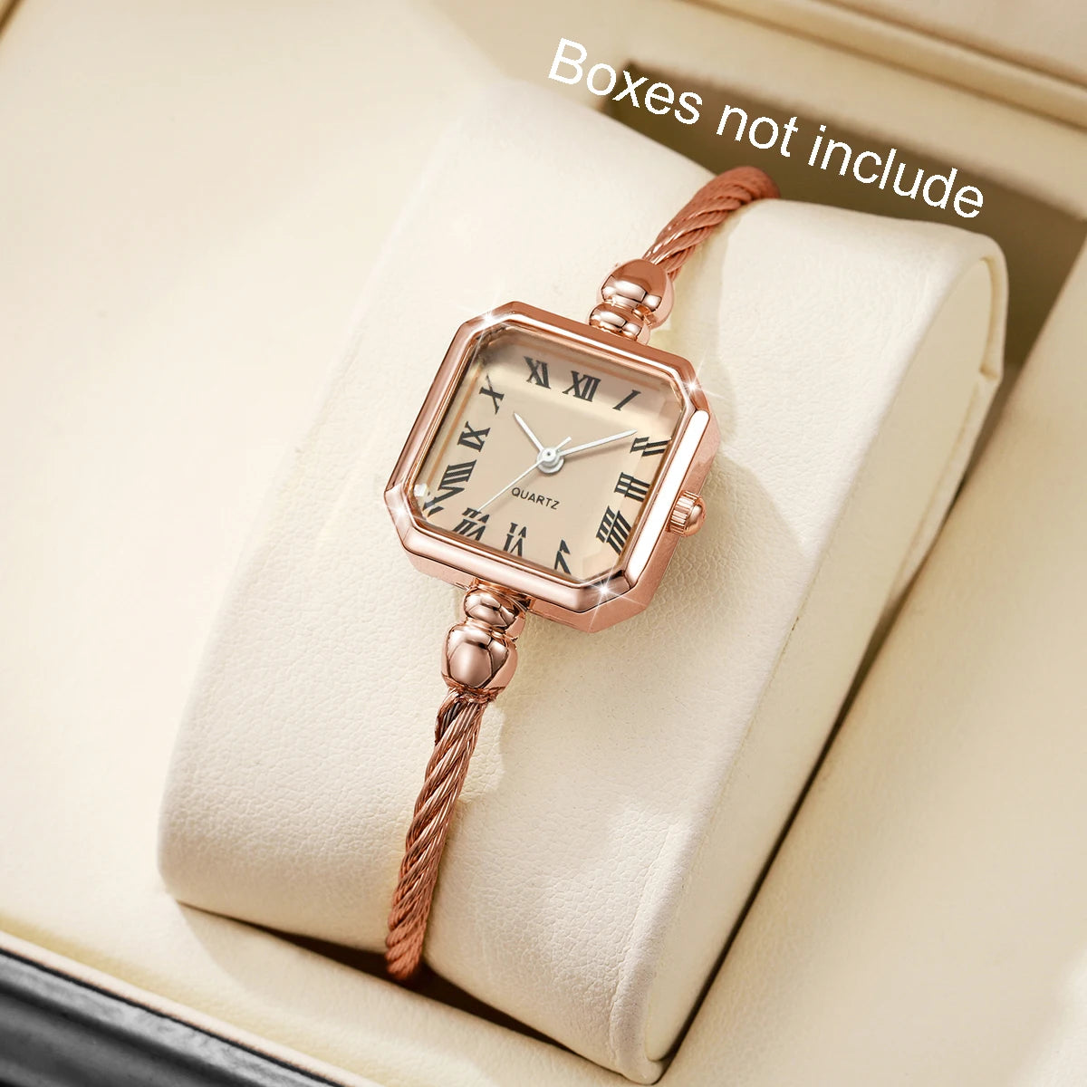 1/4PCS Fashion Square Roma Dial Women Quartz Watch Elegant Bracelet Strap Wristwatch Reloj Mujer Girls Clock Gift (Without Box)