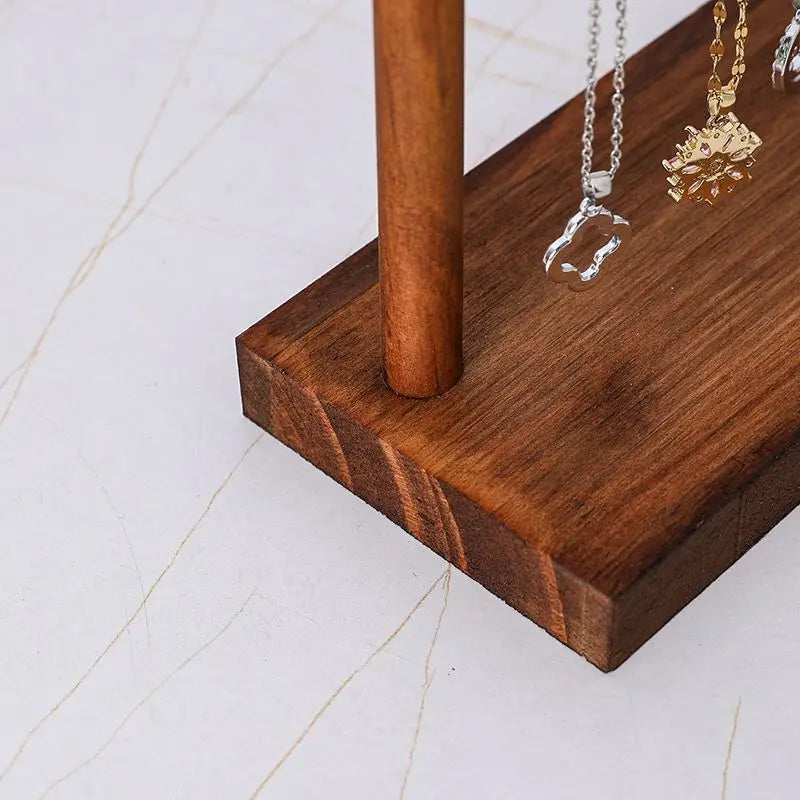 Jewelry Organizer Display Stand Solid Wood Necklace Hanging Countertop Rack For Chains Earrings Bracelets Showcase Storage Rack