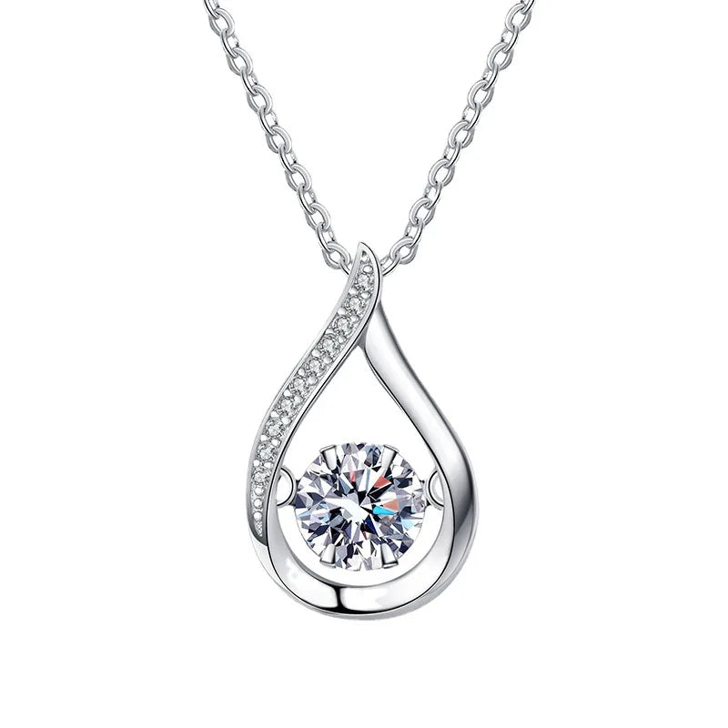 VVS1 D Color Moissanite Necklace For Women Fine Jewelry 925 Sterling Sliver Chain Plated 18k White Gold