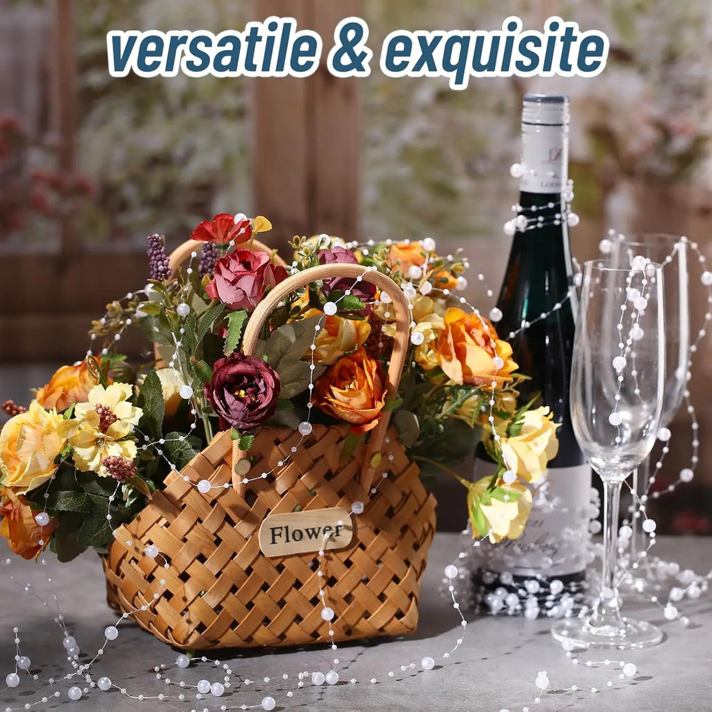 5/10Meters Artificial Pearls Chain Fishing Line Beads Garland Chain For DIY Bridal Bouquet Craft Flower Wedding Party Decoration