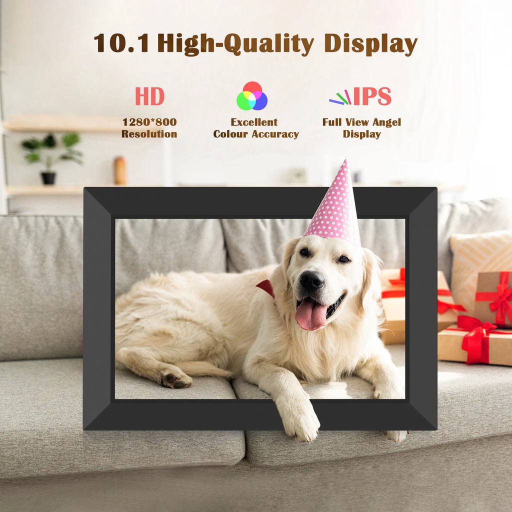 FANGOR Frameo 10.1 Inch WiFi Digital Picture Frame Smart 32GB Memory 1280x800 HD IPS Touch Screen Auto-Rotate Instant Share Life