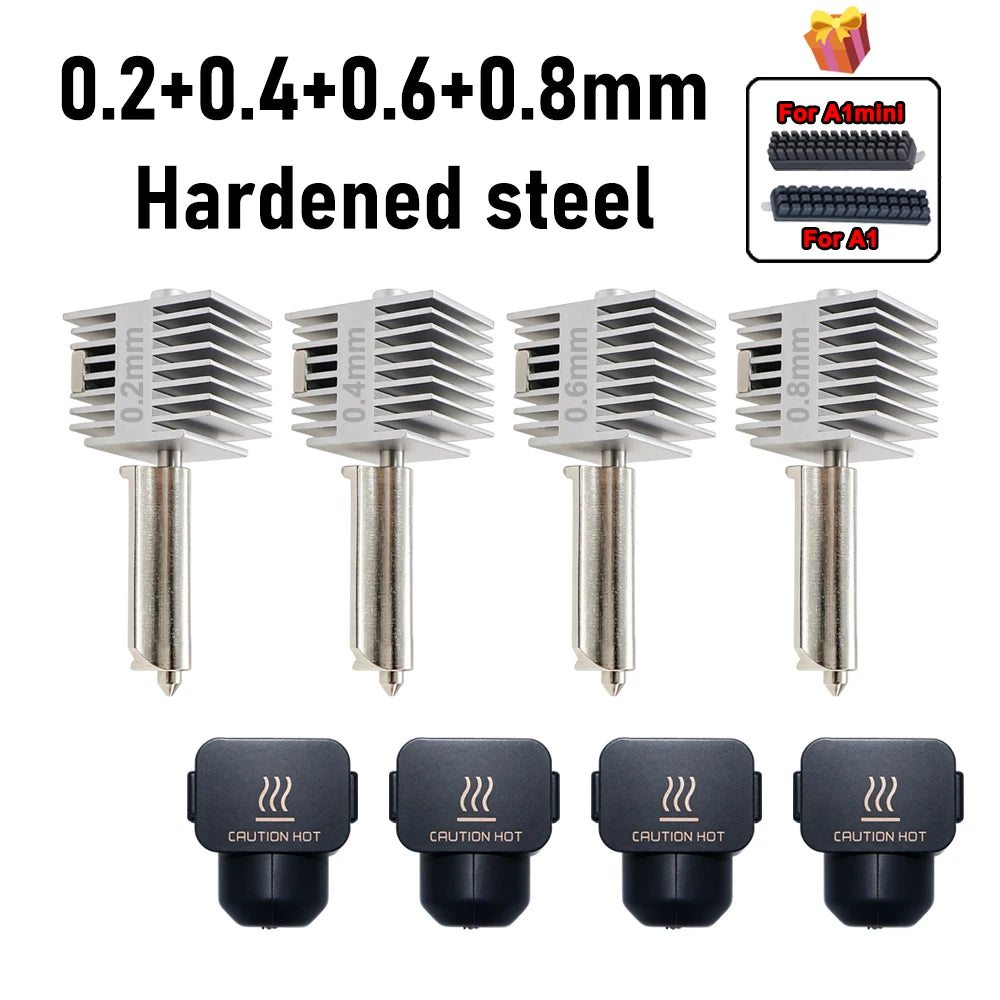 Upgraded Hotend Kit For Bambu Lab A2L/A1/A1 Mini All-in-one Hot End Assembly 0.2/0.4/0.6/0.8mm Hardened Steel Nozzle 3D Printer