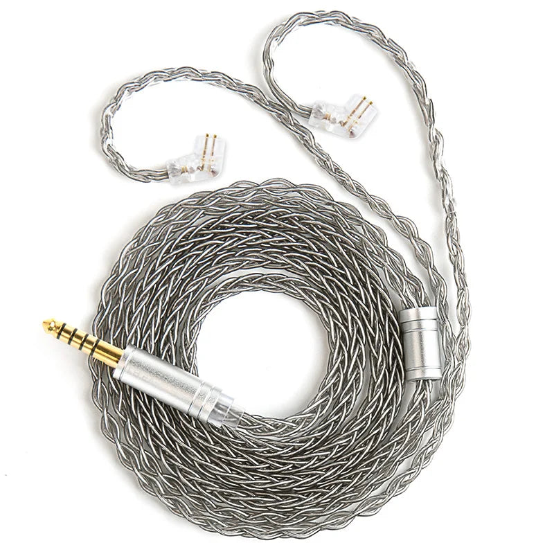 KBEAR ST12 8 Core HiFi Earphone 4N OFC Silver-Plated Upgraded Cable 3.5/4.4mm MMCX/0.78mm 2Pin for Lark Rosefinch KS1