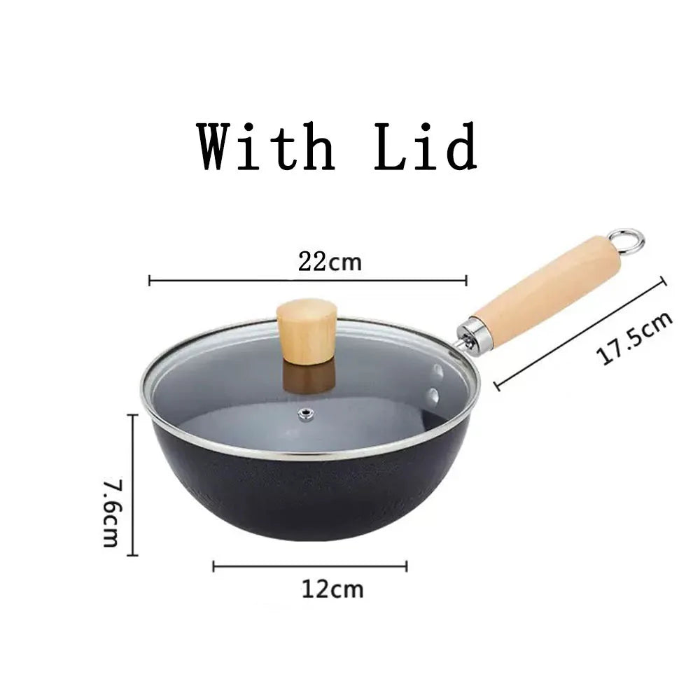 Uncoated Flat Bottom Wok Small Iron Wok for Stir-Fry Cooking Stove Induction Cookware Accessories Kitchen Supply